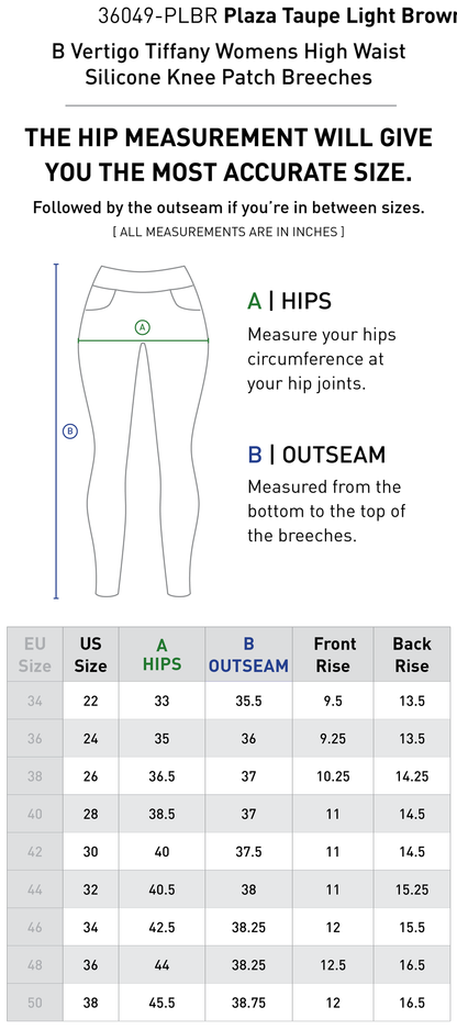 B Vertigo Tiffany Womens High Waist Silicone Knee Patch Breeches